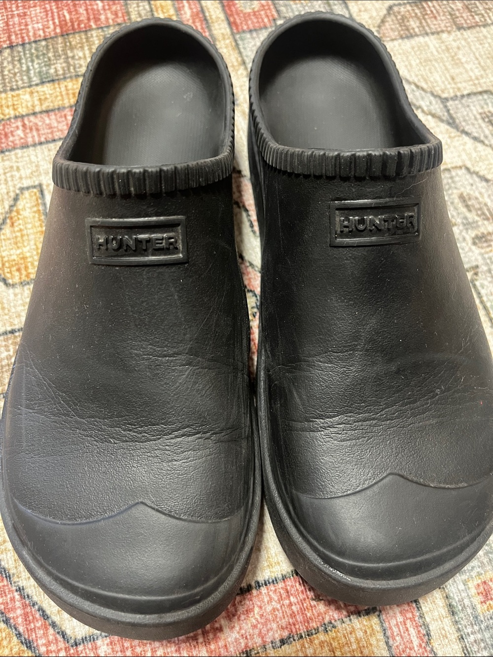 Hunter Black Slip-On Rubber Clogs